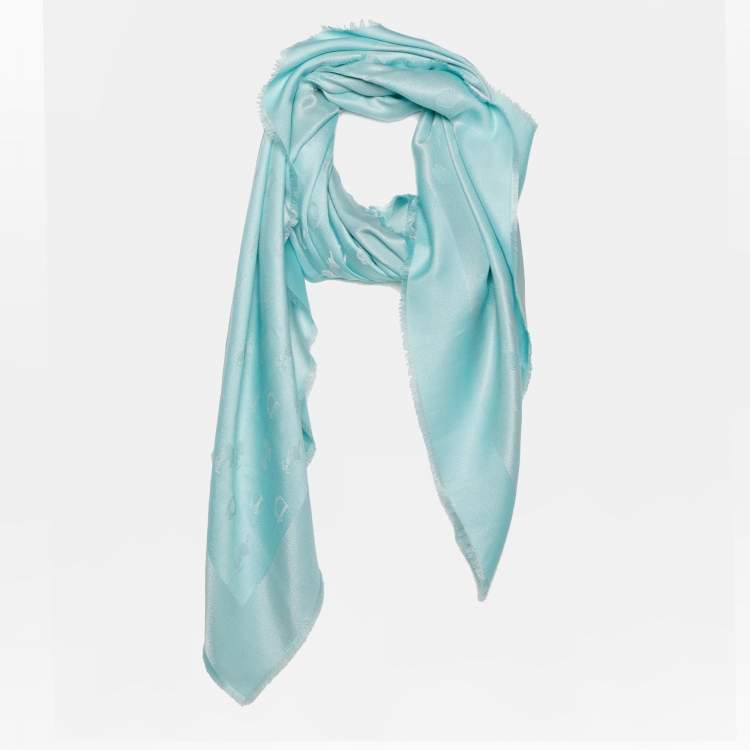 مملوكة مسبقًا Christian Dior Sea Green Lurex Silk Jacquard Scarf
