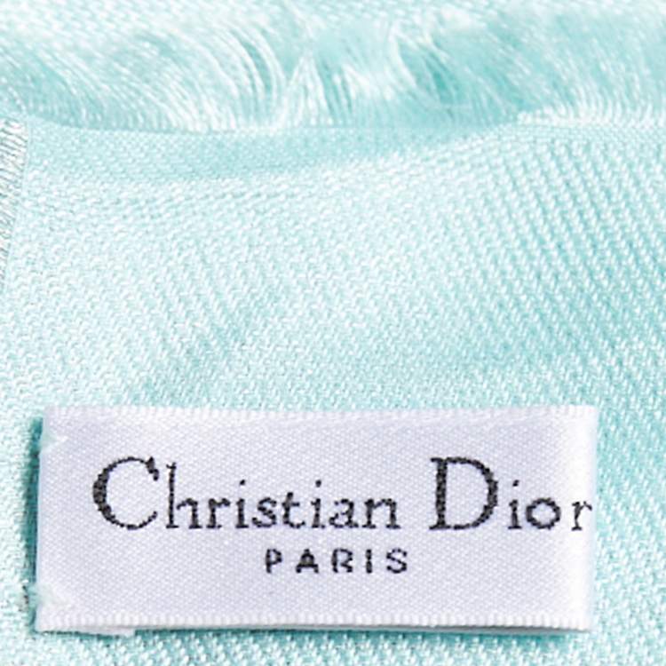 مملوكة مسبقًا Christian Dior Sea Green Lurex Silk Jacquard Scarf