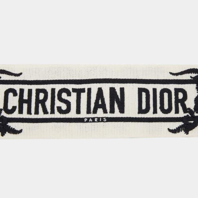 Pre Owned Dior White Floral Embroidered Canvas Waist Belt