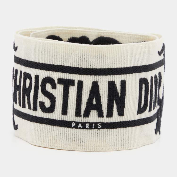 Pre Owned Dior White Floral Embroidered Canvas Waist Belt