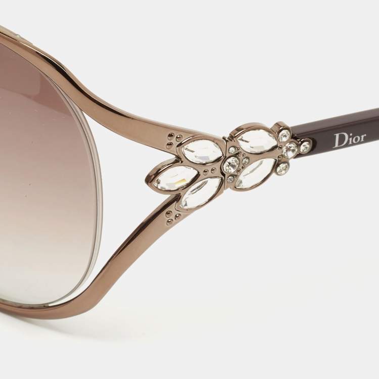 Pre Owned Dior Bronze Diorose S555M Oversized Sunglasses