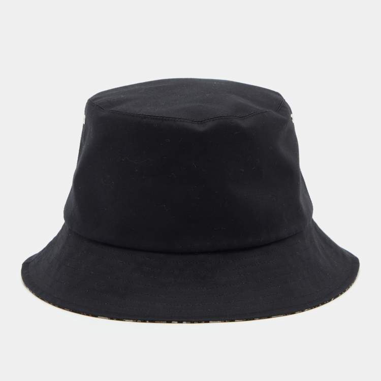 Pre Owned Christian Dior Black Oblique Teddy-D Brim Reversible Bucket Hat 57
