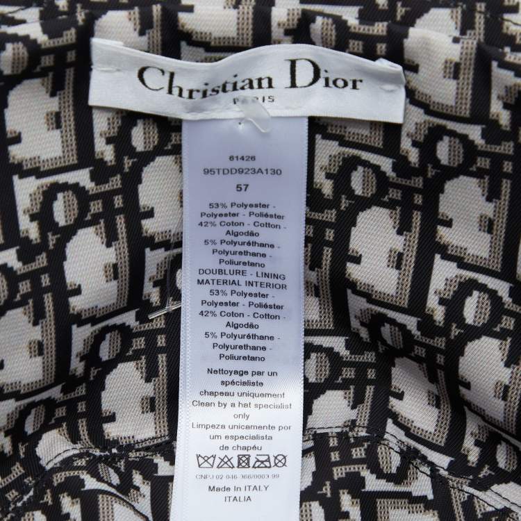 Pre Owned Christian Dior Black Oblique Teddy-D Brim Reversible Bucket Hat 57