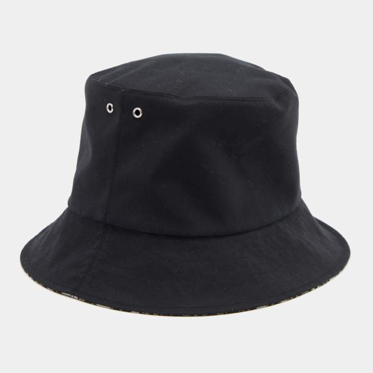 Pre Owned Christian Dior Black Oblique Teddy-D Brim Reversible Bucket Hat 57