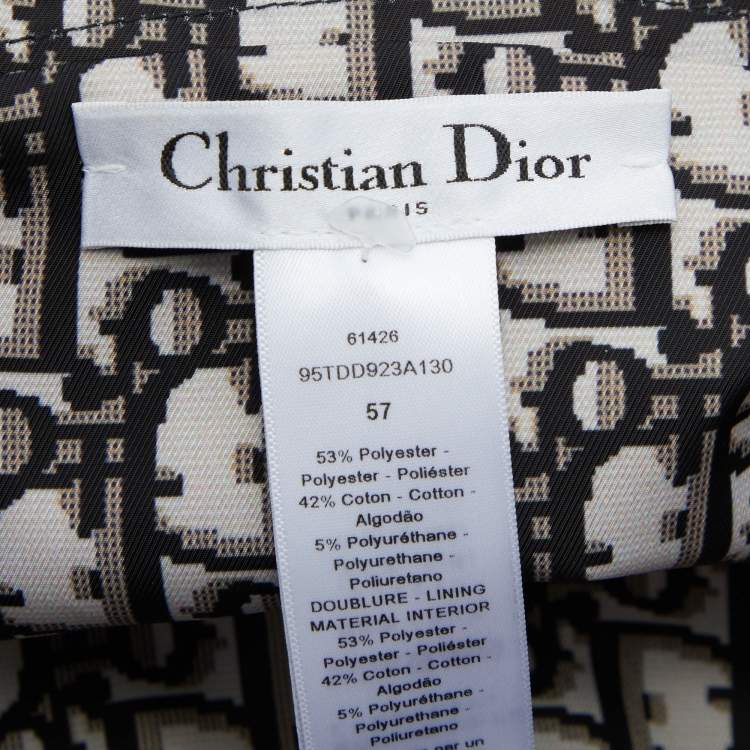 Pre Owned Christian Dior Black Oblique Teddy-D Brim Reversible Bucket Hat 57