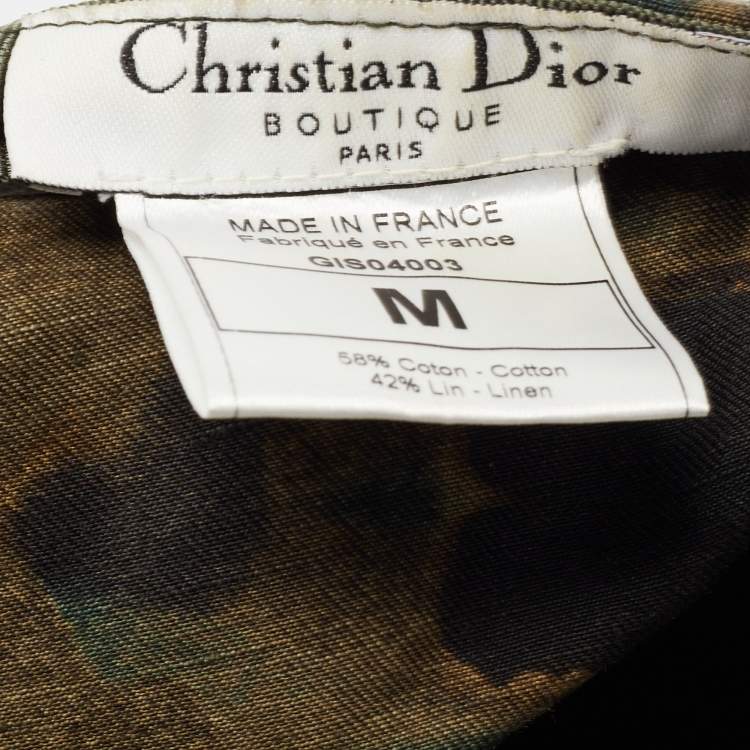 Pre Owned Dior Vintage Green Printed Cotton & Linen Hat M