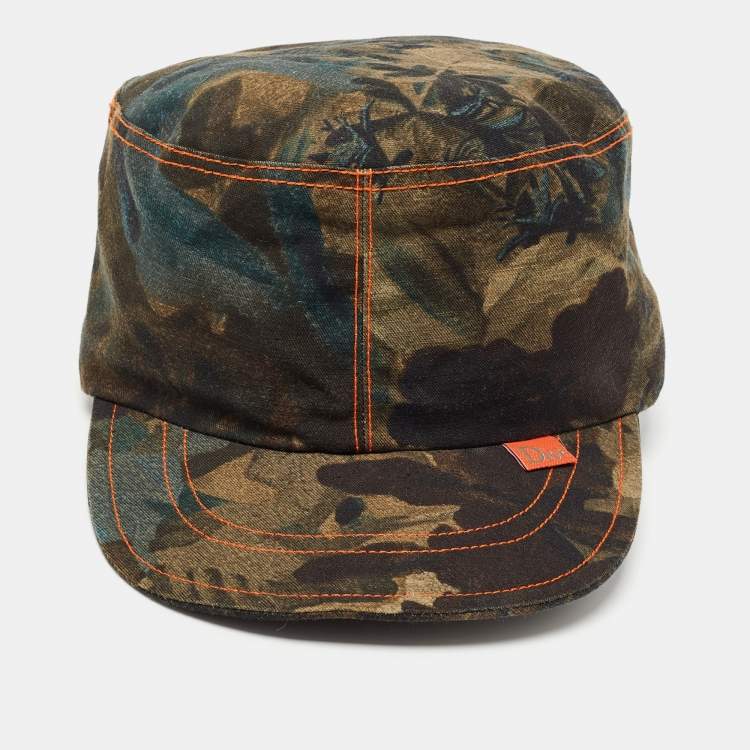 Pre Owned Dior Vintage Green Printed Cotton & Linen Hat M