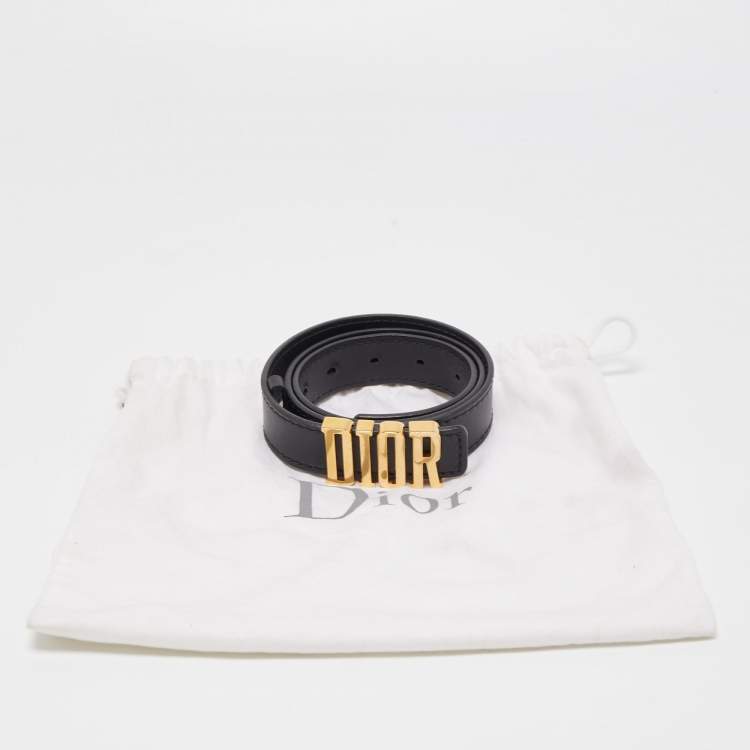 Pre Owned Dior Black Leather D-Fence Buckle Belt 75CM