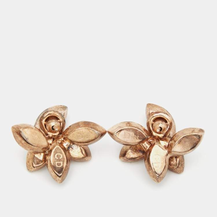 مملوكة مسبقًا Dior Mise En Tribal Crystals Gold Tone Bracelet Earrings