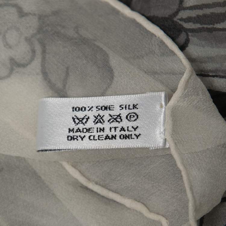 Pre Owned Dior Black/White Floral Print Silk Scarf