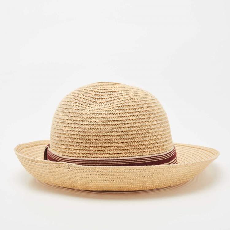 مملوكة مسبقًا Dior Beige Straw Small Brim Dioresort Hat