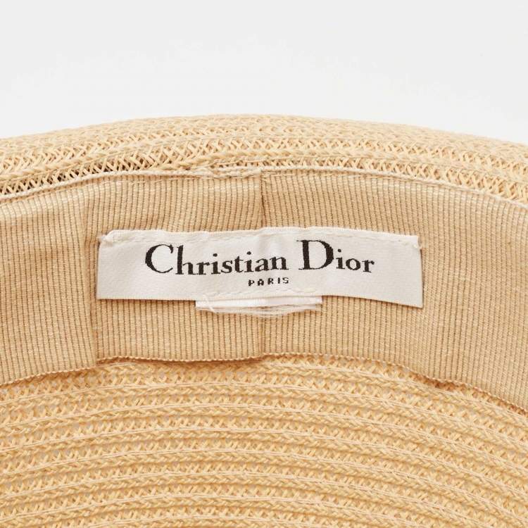 مملوكة مسبقًا Dior Beige Straw Small Brim Dioresort Hat