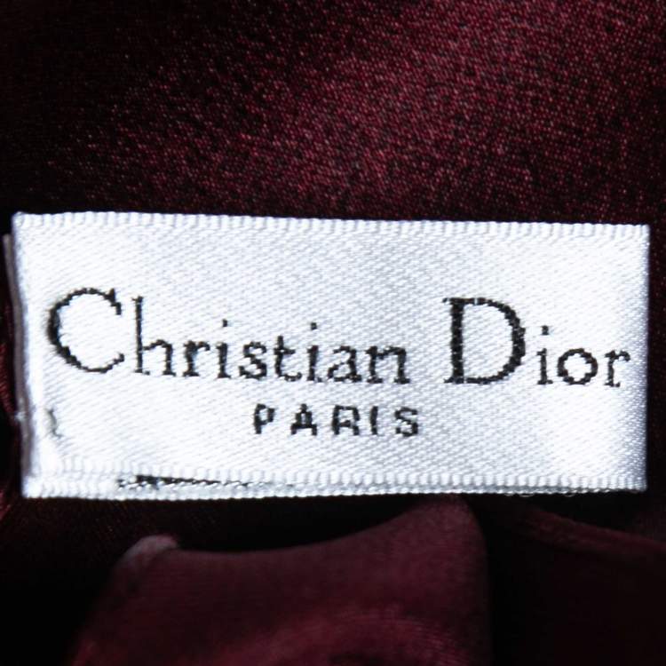 Pre Owned Christian Dior Burgundy Logo Silk Scarf 