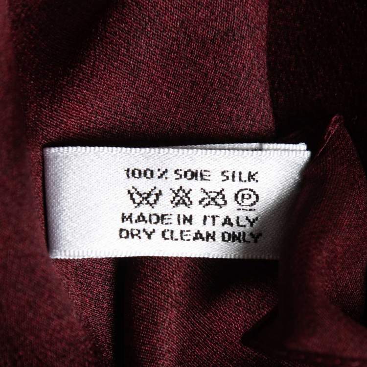Pre Owned Christian Dior Burgundy Logo Silk Scarf 
