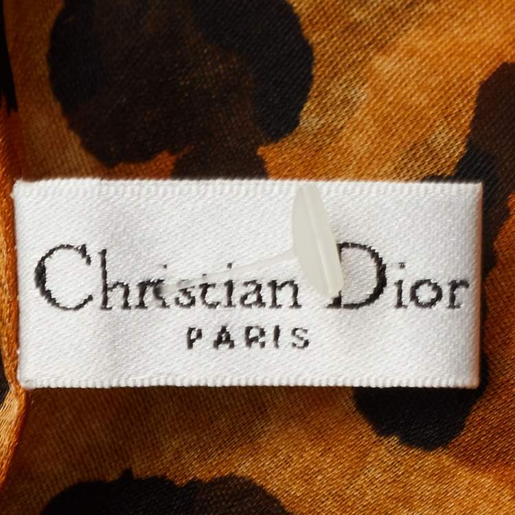 Pre Owned Dior Brown Leopard Print Silk Organza Scarf