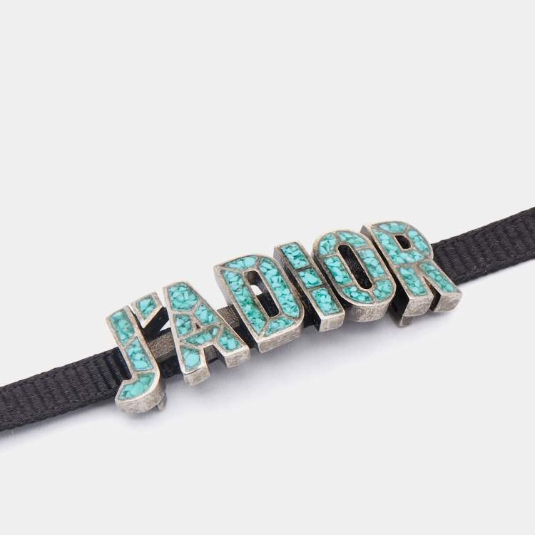 Pre Owned Dior J'ADior Black Fabric & Blue Enamel Choker Necklace