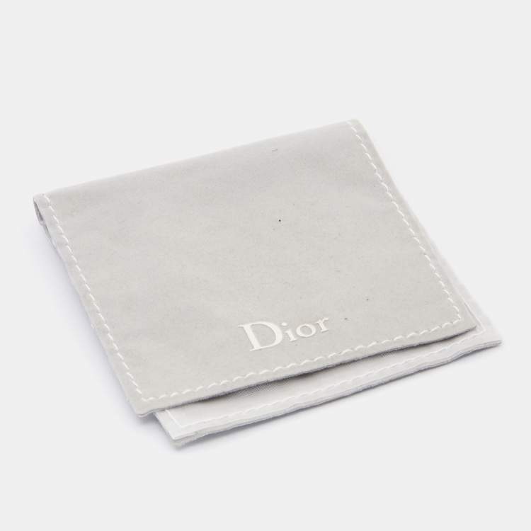 Pre Owned Dior Letters Charm Beige Enamel Gold Tone Ring Size 54