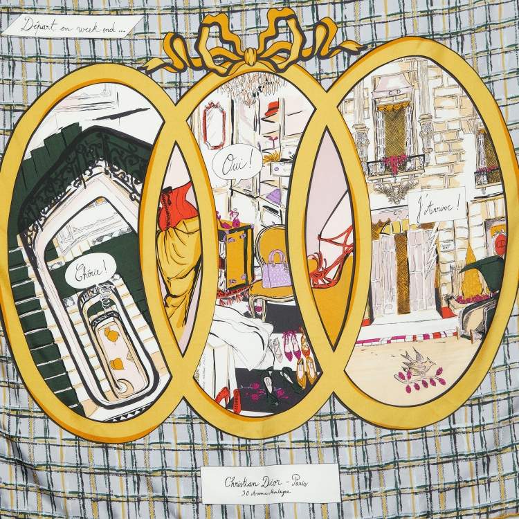 Pre Owned Christian Dior Multicolor printed Silk Square Scarf