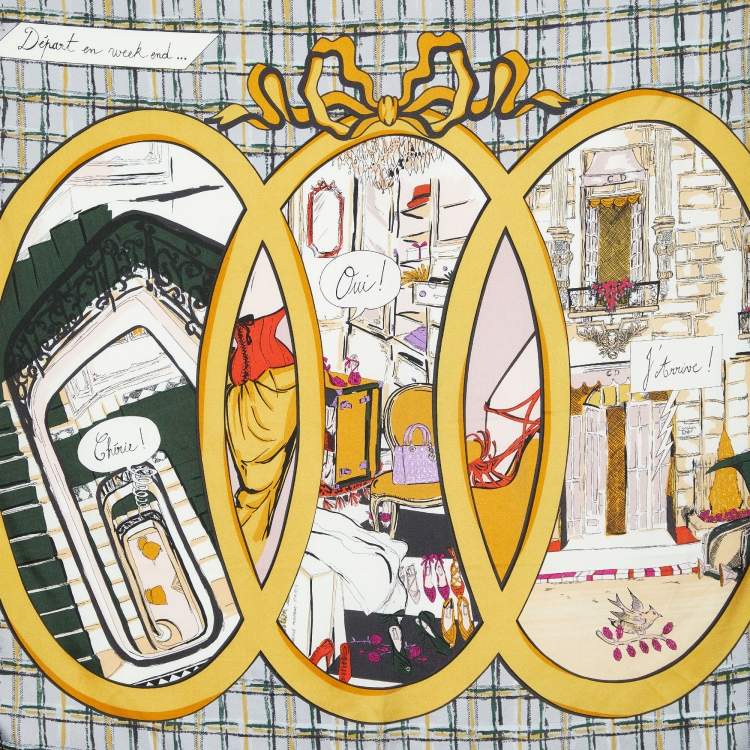 Pre Owned Christian Dior Multicolor printed Silk Square Scarf