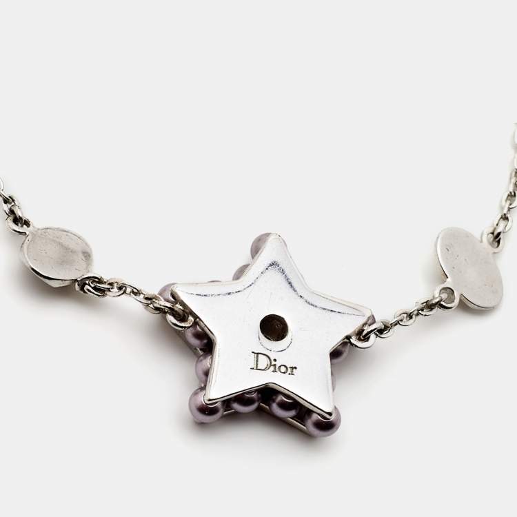 Pre Owned Dior Star Crystals SIlver Tone Bracelet