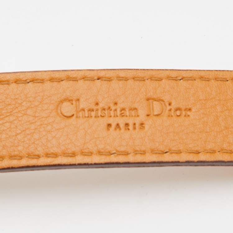 مملوكة مسبقًا Dior Tan Leather CD Plague Buckle Belt 85CM