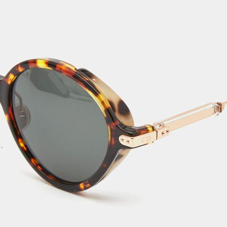 Pre Owned Dior Brown/Gold Tortoise Umbrage Round Sunglasses