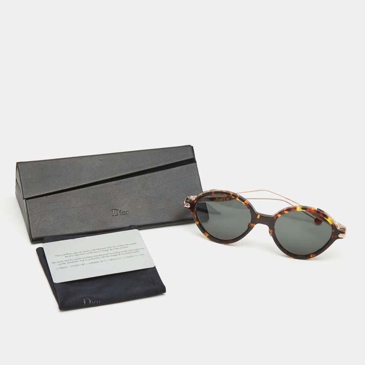 Pre Owned Dior Brown/Gold Tortoise Umbrage Round Sunglasses