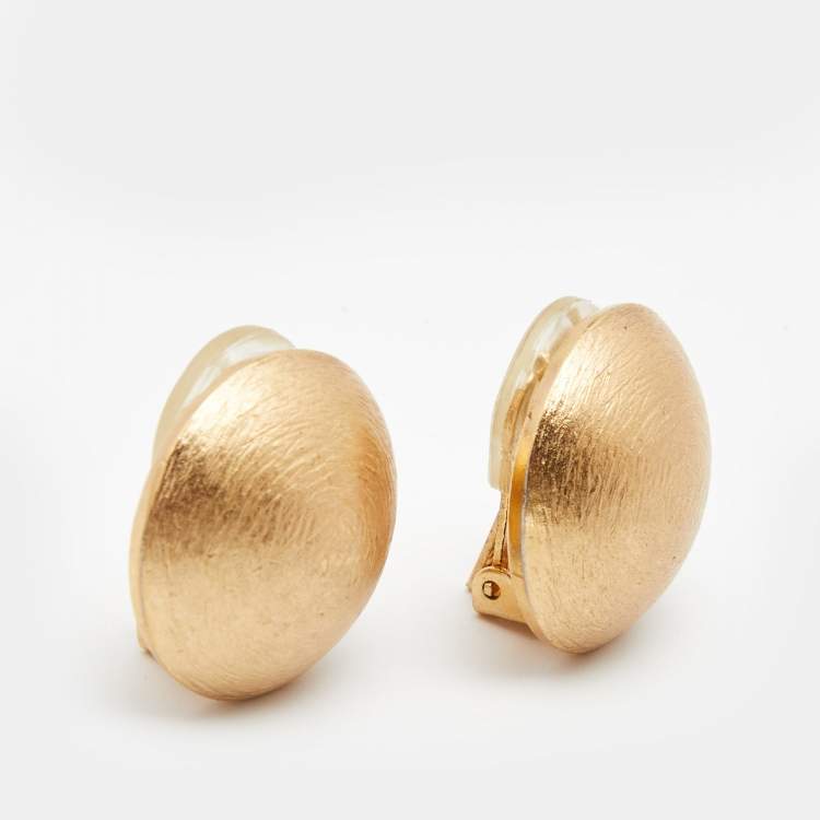 Pre Owned Dior Gold Tone Clip On Earrings
