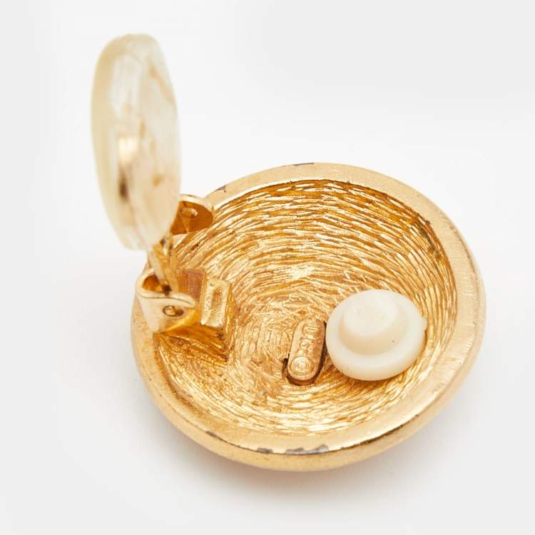 Pre Owned Dior Gold Tone Clip On Earrings