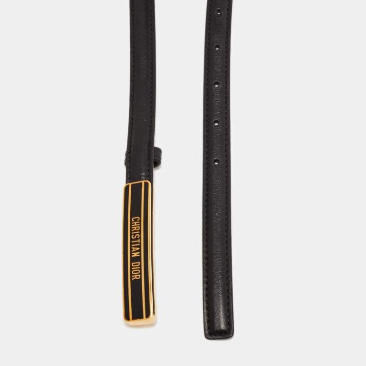 مملوكة مسبقًا Dior Black Leather Logo Waist Belt 75 CM