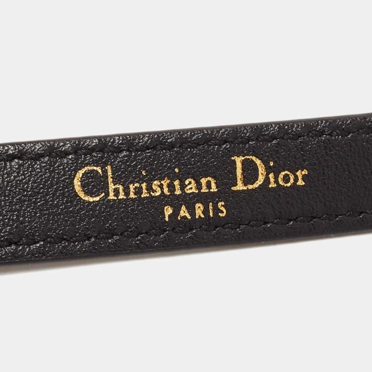 مملوكة مسبقًا Dior Black Leather Logo Waist Belt 75 CM