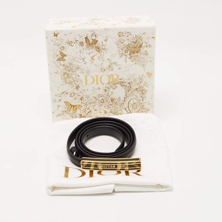 مملوكة مسبقًا Dior Black Leather Logo Waist Belt 75 CM