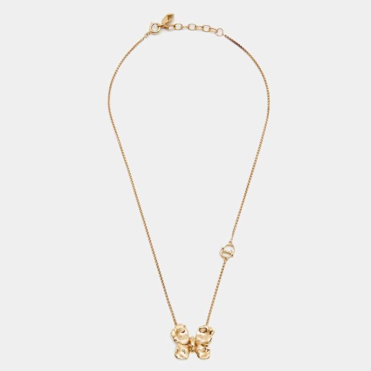 Pre Owned Dior Butterfly Gold Tone Pendant Necklace