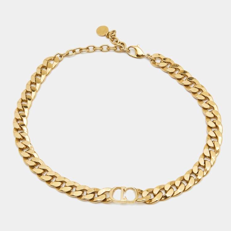 Pre Owned Dior Danseuse Étoile  Gold Tone Chain Link Choker Necklace