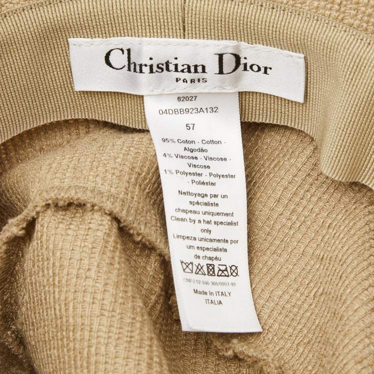 Pre Owned Dior Beige Logo Embroidered Cotton Bucket Hat