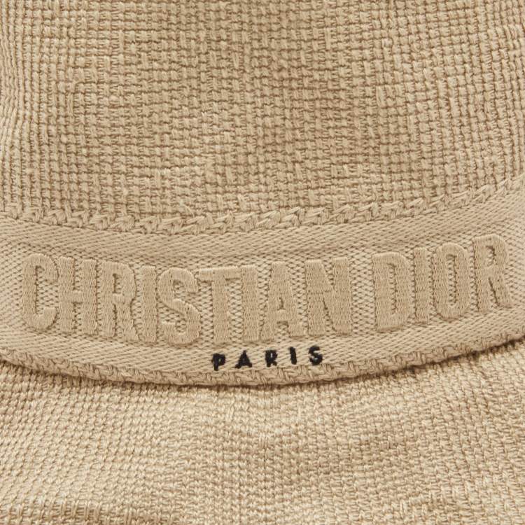Pre Owned Dior Beige Logo Embroidered Cotton Bucket Hat