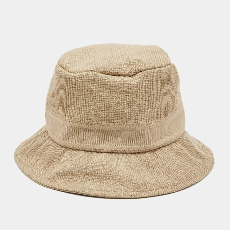 Pre Owned Dior Beige Logo Embroidered Cotton Bucket Hat