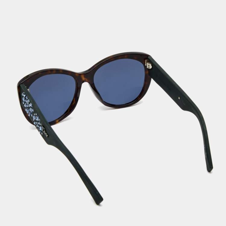 Pre Owned Dior Dark Brown/Black Inedite Crystals Cat Eye Sunglasses