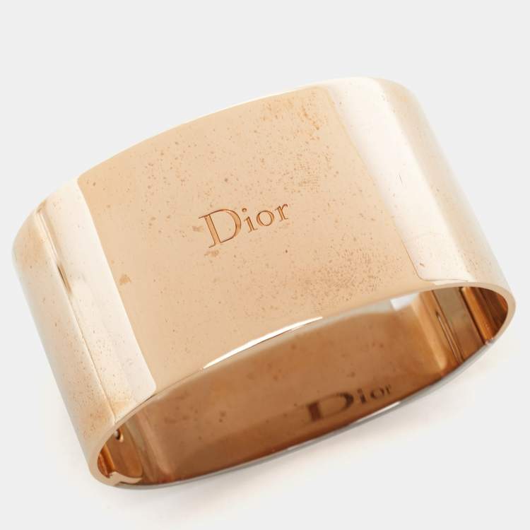 Pre Owned Dior Two Tone Closed Wide Cuff Bracelet 