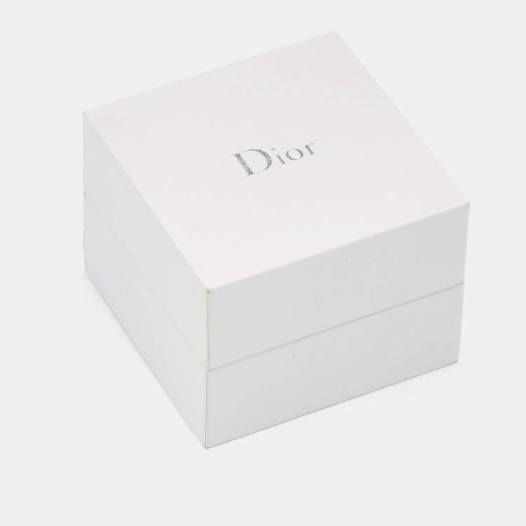 Pre Owned Dior Gold Tone Faux Pearl Charm Ring Size 56