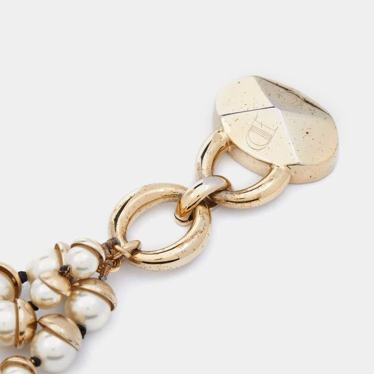 Pre Owned Dior Mise En Dior  faux pearl Multi Strand Clasp Bracelet