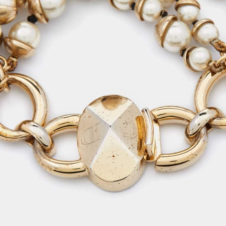 Pre Owned Dior Mise En Dior  faux pearl Multi Strand Clasp Bracelet