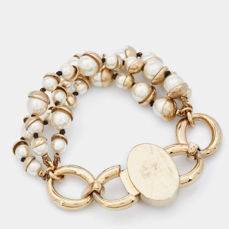 Pre Owned Dior Mise En Dior  faux pearl Multi Strand Clasp Bracelet