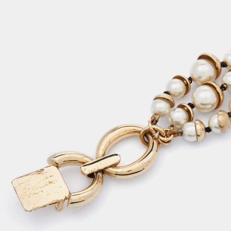 Pre Owned Dior Mise En Dior  faux pearl Multi Strand Clasp Bracelet