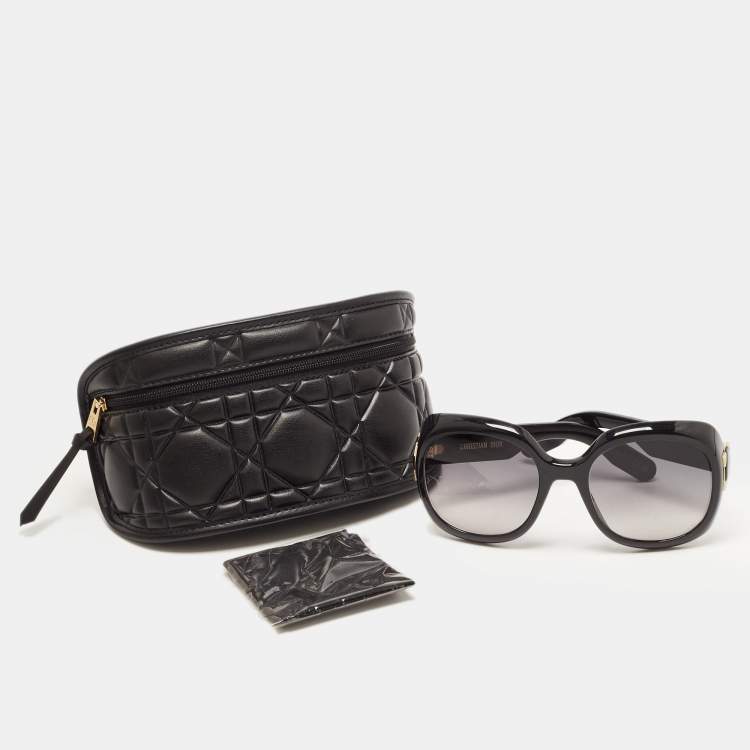 Pre Owned Dior Black/Grey Gradient Cannage Lady 95.22 R2I Round Sunglasses