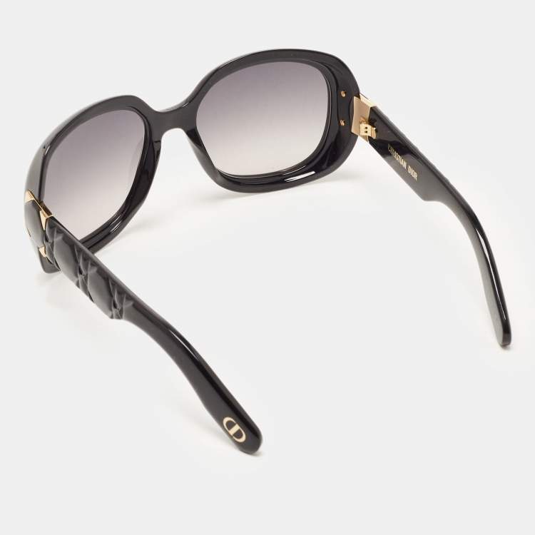 Pre Owned Dior Black/Grey Gradient Cannage Lady 95.22 R2I Round Sunglasses