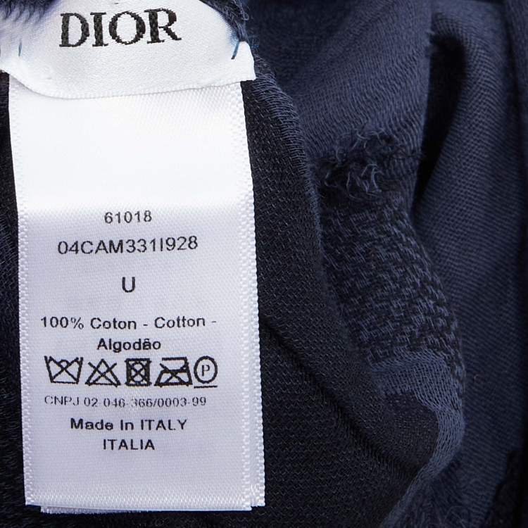 Pre Owned Dior Navy Blue Paint Pattern Cotton Fringed Shawl