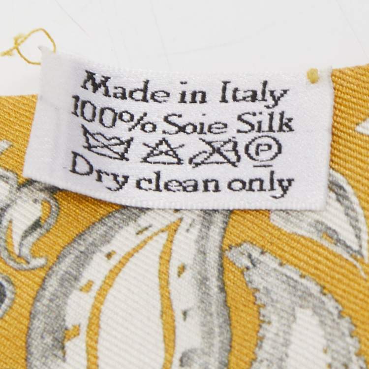 Pre Owned Dior Yellow Paisley Print Silk Mitzah Scarf