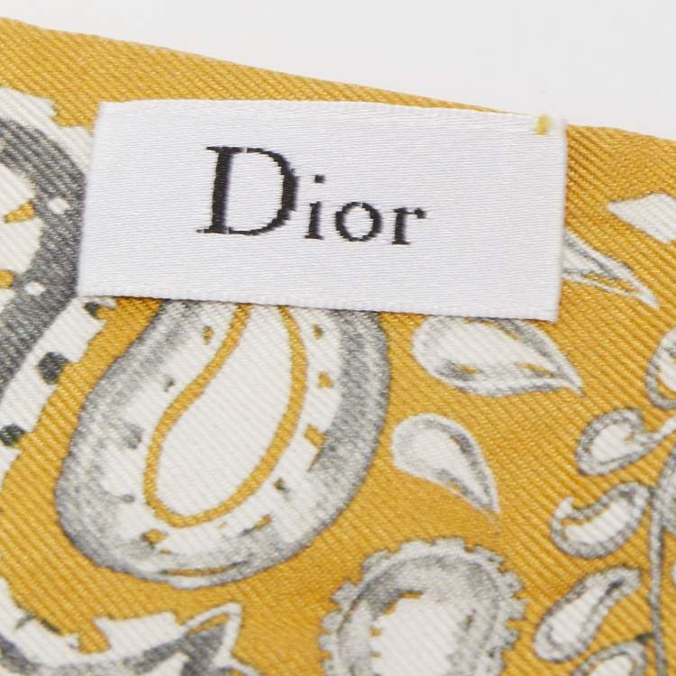 Pre Owned Dior Yellow Paisley Print Silk Mitzah Scarf