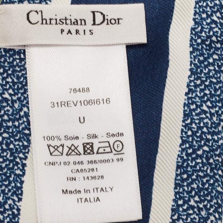 Pre Owned Dior White/Navy Blue Reve d'Infini Silk Mitzah Scarf